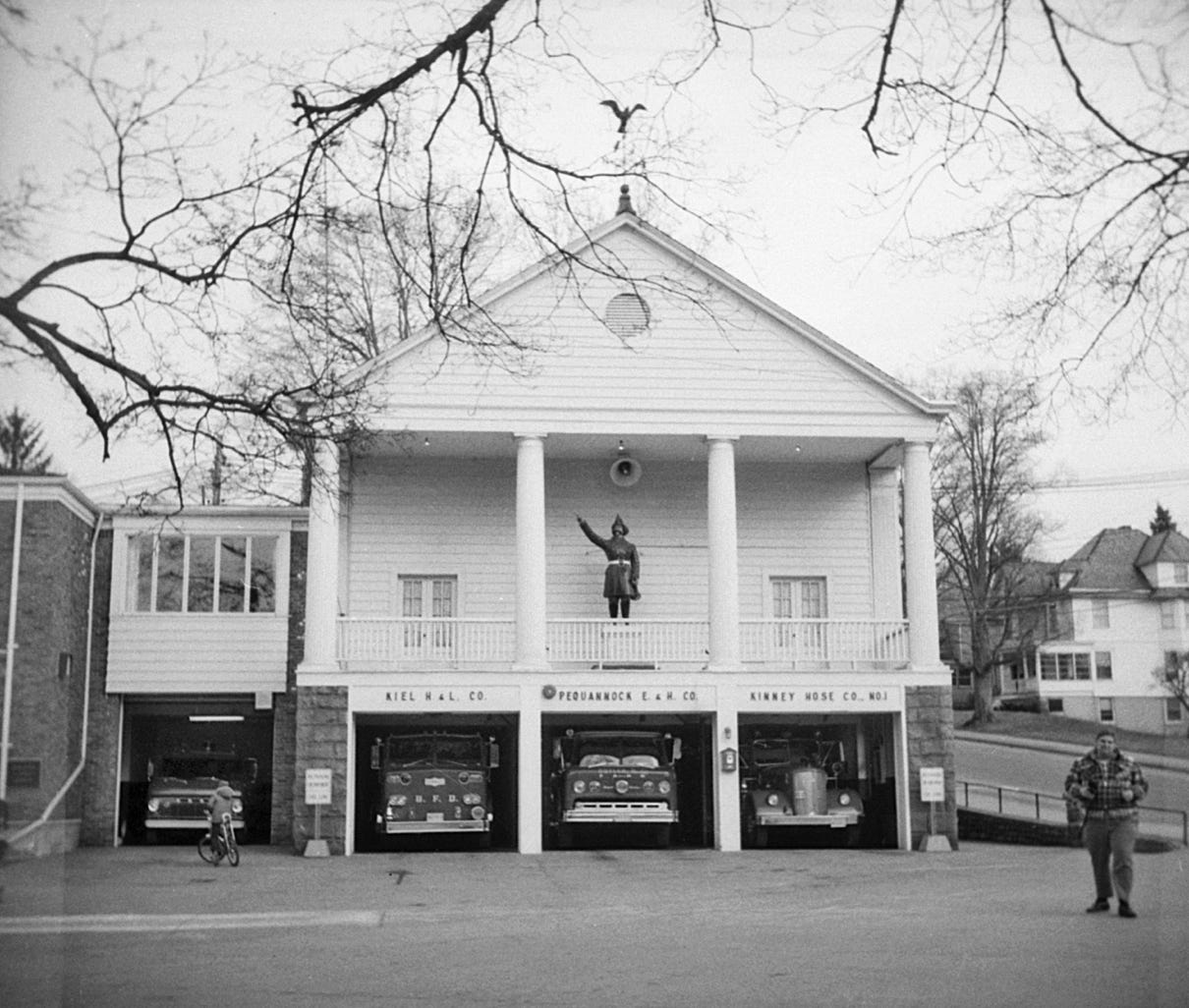 Butler NJ firehouse and firetrucks, 1975