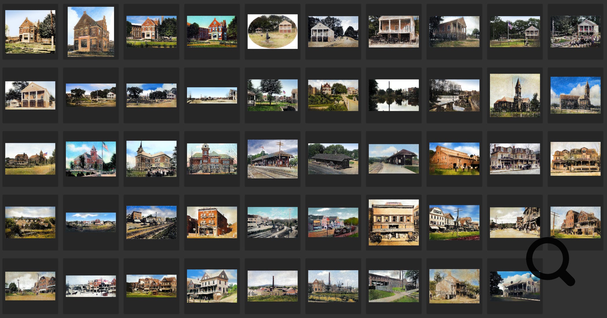 Thumbnails of colorized and artistic versions of historical Butler NJ images