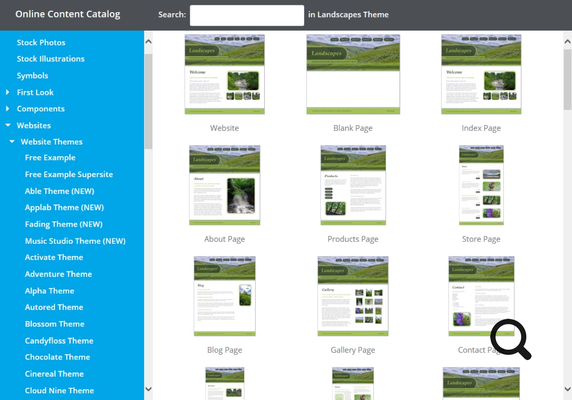 Xara Online Content Catalog