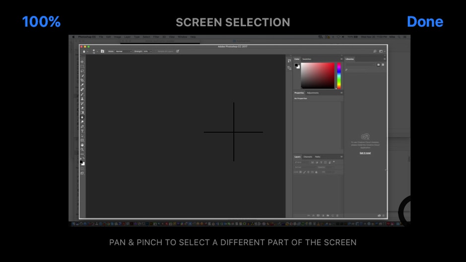 Astropad screenshot showing screen selection method