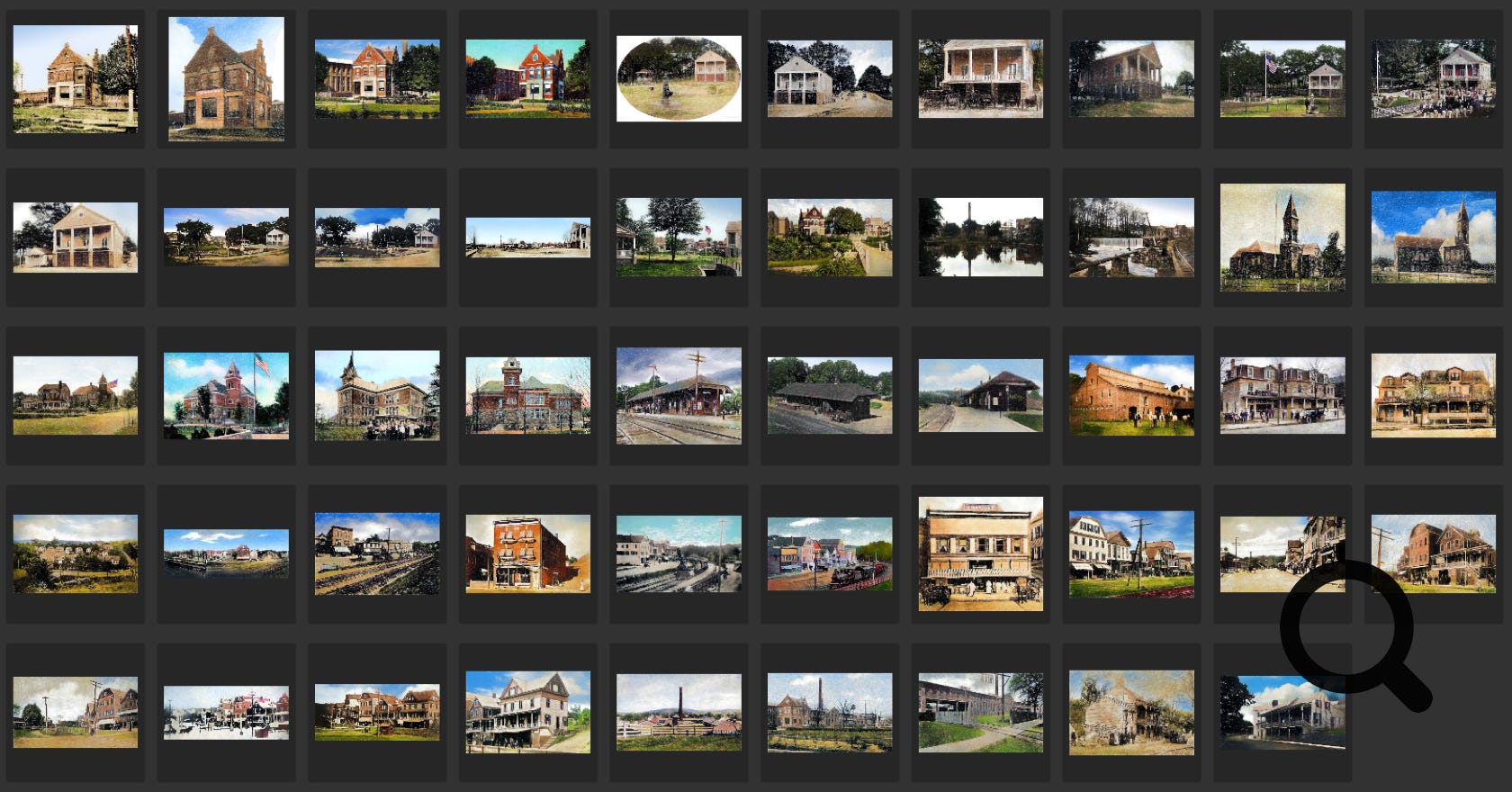 Thumbnails of colorized and artistic versions of historical Butler NJ images